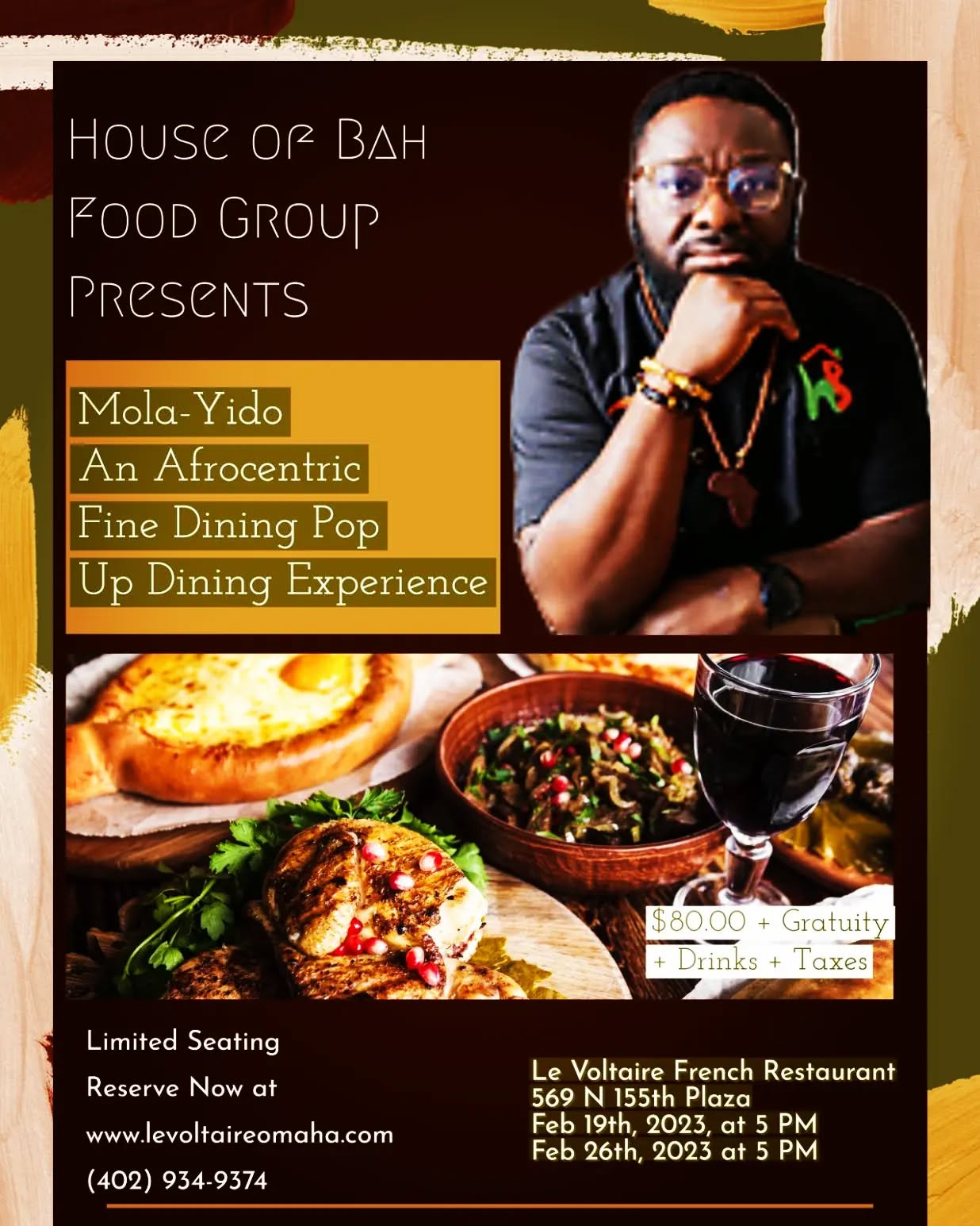 Yes, 2023 is the year for new experiences.🍸 Culturally affirming cuisines are the new thing.  Reserve your spot now for this 5 courses dinner curated by @jamilbah on February 19th and 26th. Don't settle for the same old flavor profile. You deserve a Unique Experience. #eatntalkafrica #houseofbahfoodgrpup #hobfoodgrp